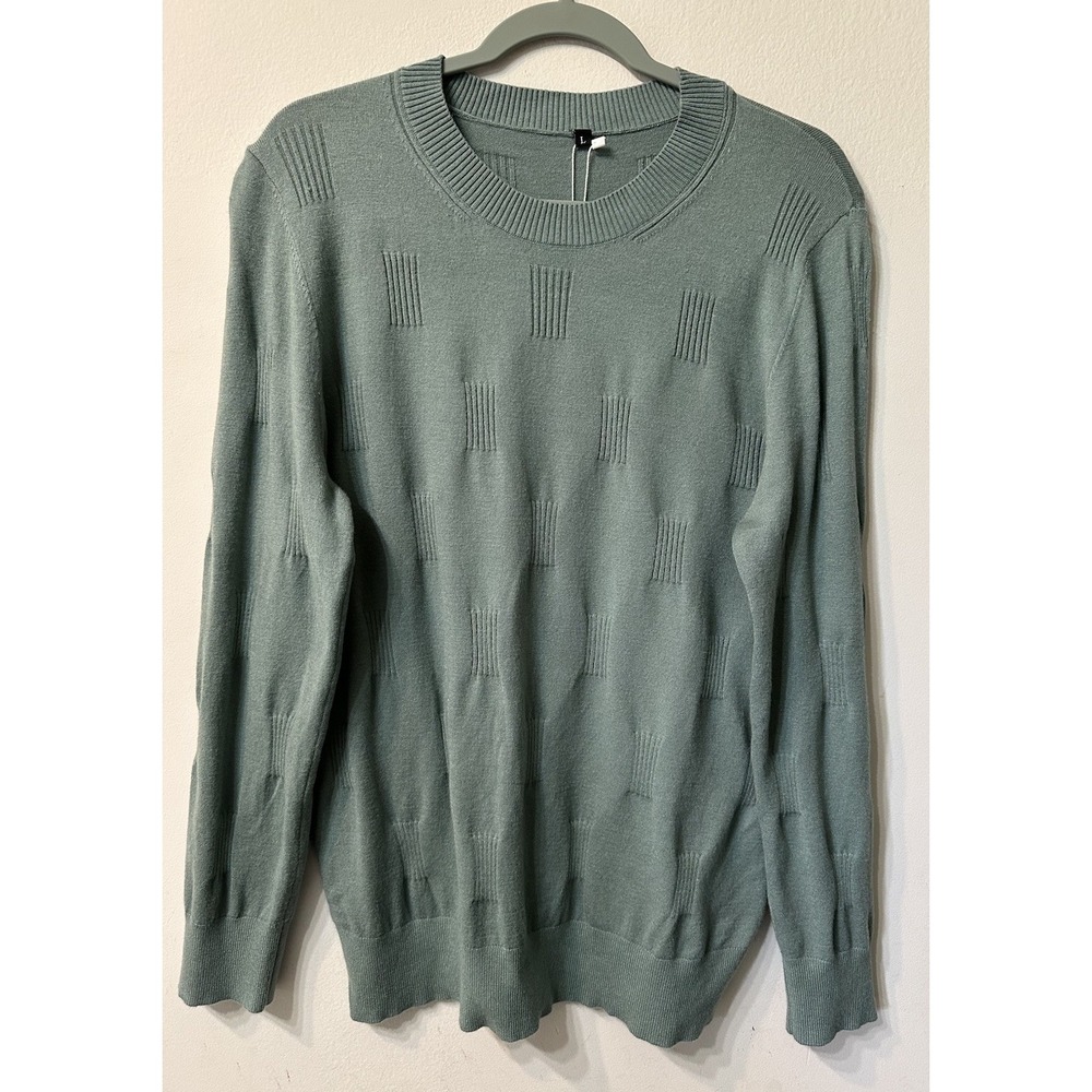 NWT Arach & Cloz Womens Sweater Size L Sage Green Textured Knit Pullover